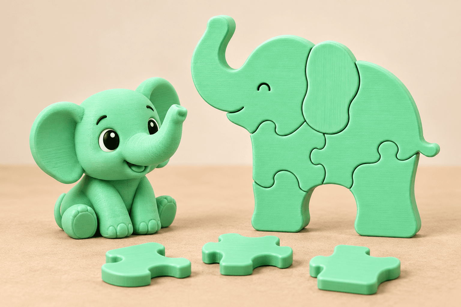 Ảnh minh họa combo voi mini + puzzle