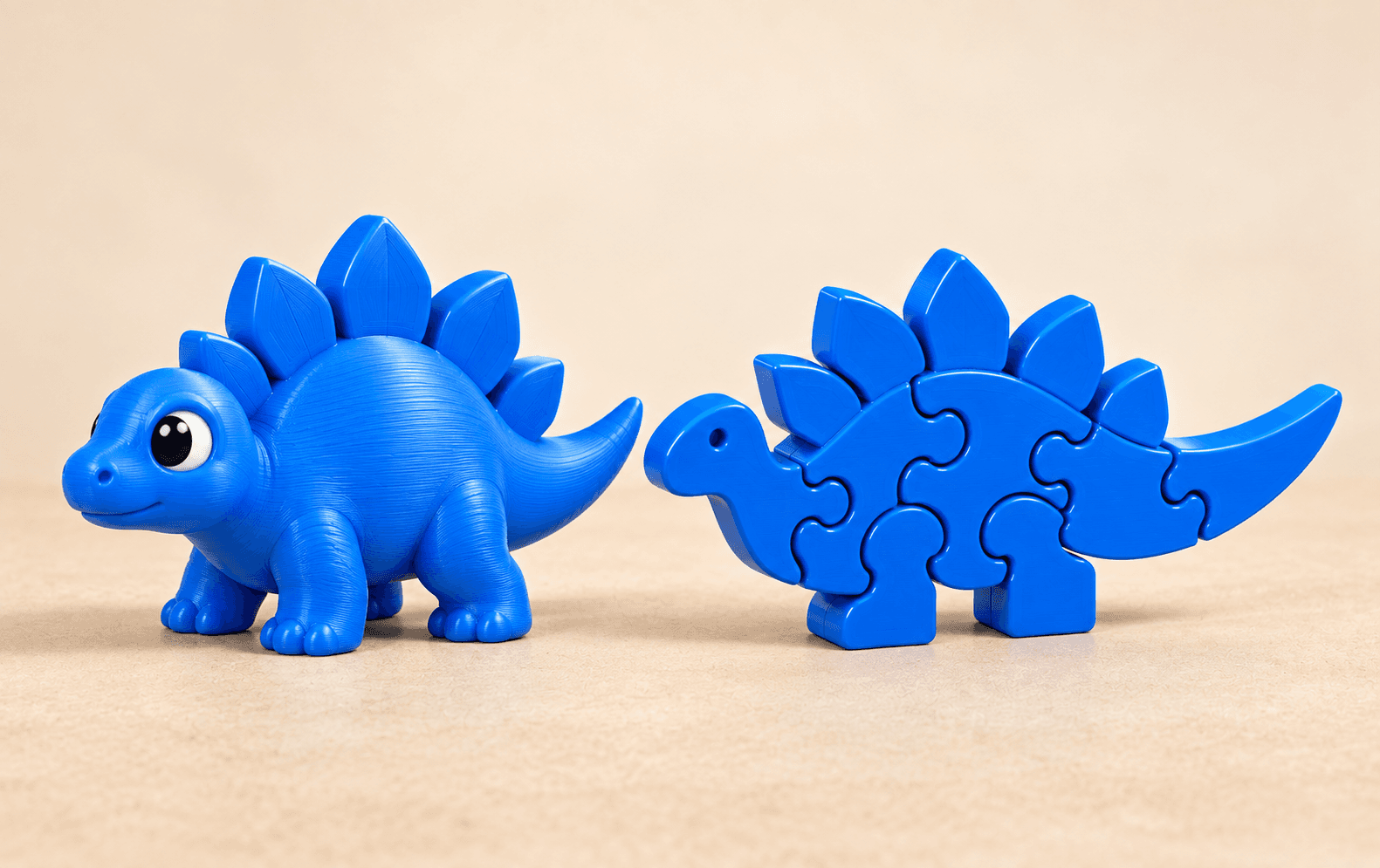 Ảnh minh họa combo khủng long stegosaurus mini + puzzle